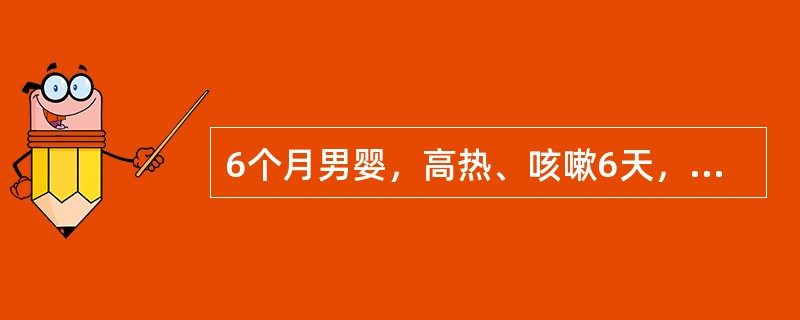 6个月男婴，高热、咳嗽6天，气促3天，今日抽搐2次。已接种卡介苗。查体：体温39