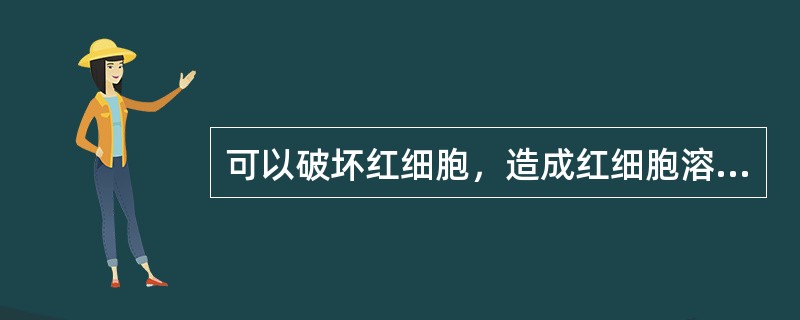 可以破坏红细胞，造成红细胞溶血（）