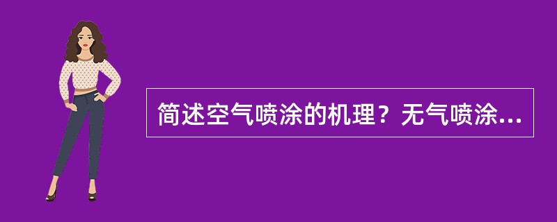 简述空气喷涂的机理？无气喷涂的机理？静电喷涂的机理？