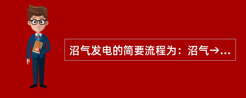 沼气发电的简要流程为：沼气→（）→__→__→发电机→供电。