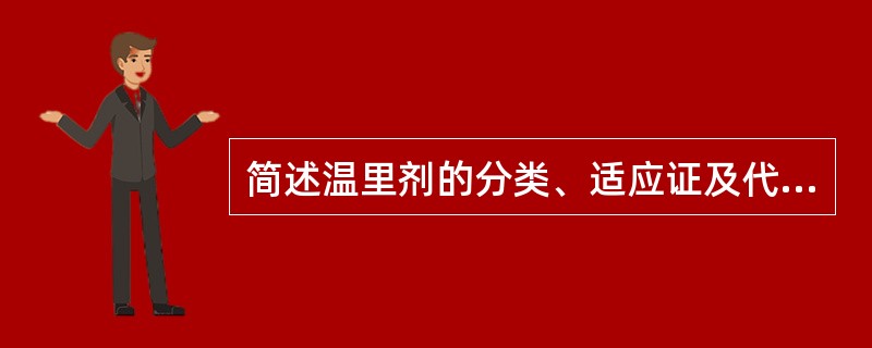 简述温里剂的分类、适应证及代表方剂。