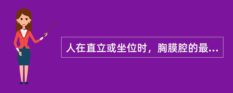 人在直立或坐位时，胸膜腔的最低处是（）。