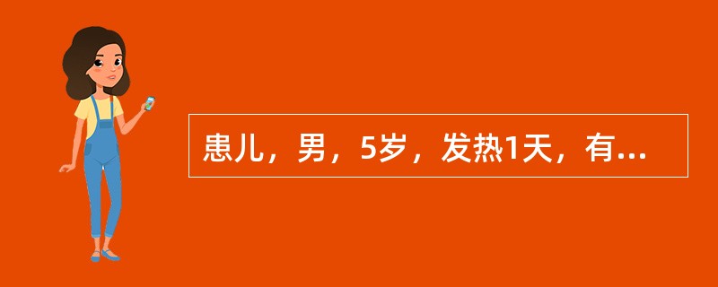 患儿，男，5岁，发热1天，有咽痛，家长给予头孢氨苄口服，次日热不退，全身出现弥漫