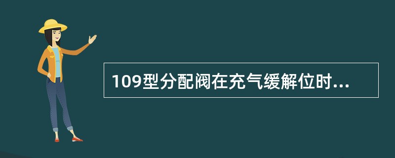 109型分配阀在充气缓解位时，制动管向（）充风。