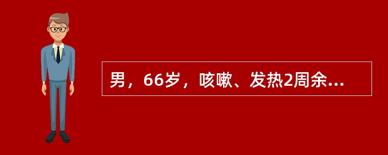 男，66岁，咳嗽、发热2周余，无痰中带血，X线检查如图，最可能的诊断是（）