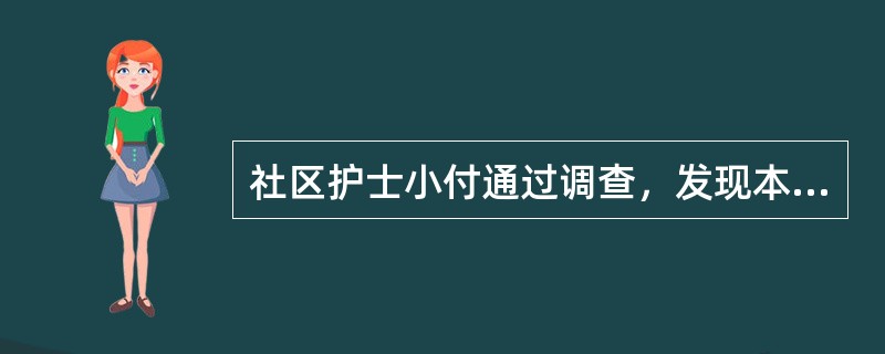 社区护士小付通过调查，发现本社区的亚健康人群很多。于是，社区护士小付和社区卫生服