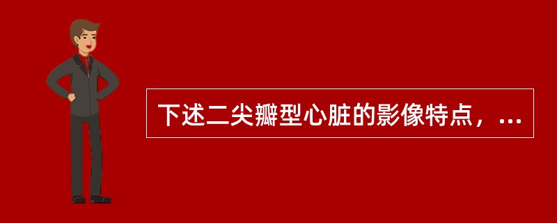 下述二尖瓣型心脏的影像特点，错误的是（）