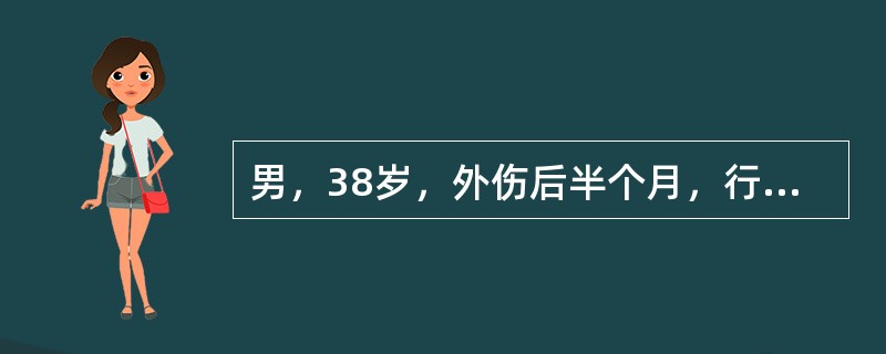 男，38岁，外伤后半个月，行CT复查如图所示，最可能的诊断为（）