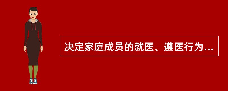 决定家庭成员的就医、遵医行为和生活方式形成等的是（）.