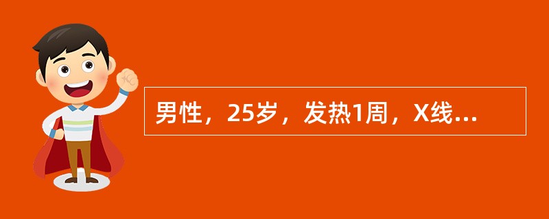 男性，25岁，发热1周，X线影像见图7-6，X线诊断为（）。