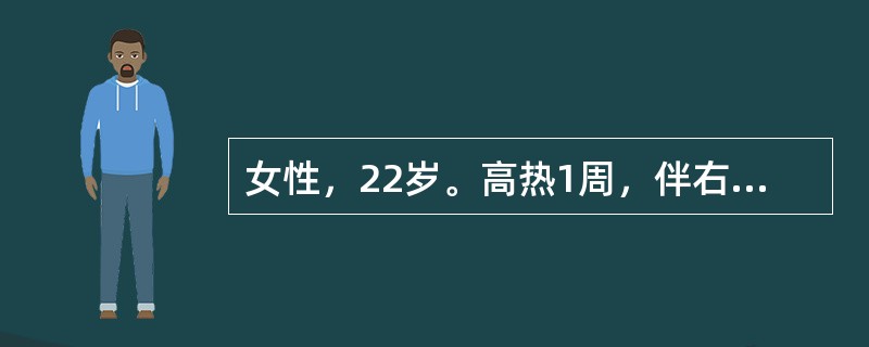 女性，22岁。高热1周，伴右侧胸痛就诊。胸痛与呼吸运动有关。经检查诊断右侧结核性