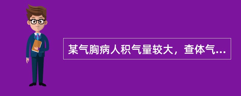某气胸病人积气量较大，查体气管已有右侧移位，则其在病床上的体位为（）