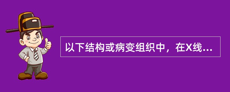 以下结构或病变组织中，在X线或CT上表现为低密度的是（）