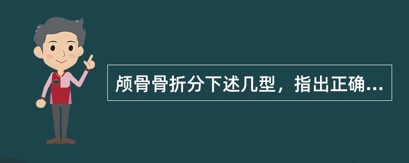 颅骨骨折分下述几型，指出正确者（）