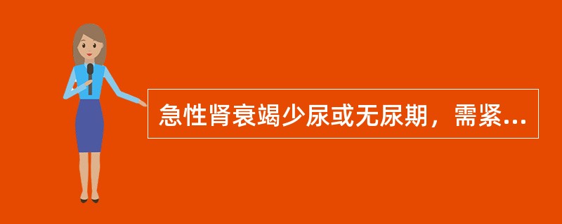 急性肾衰竭少尿或无尿期，需紧急处理的电解质失调为（）。
