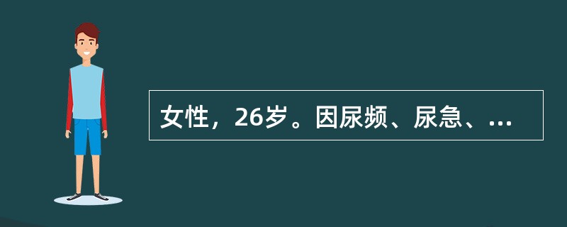 女性，26岁。因尿频、尿急、尿痛2天就诊。已自服用抗菌药物，尿液检查白细胞15～