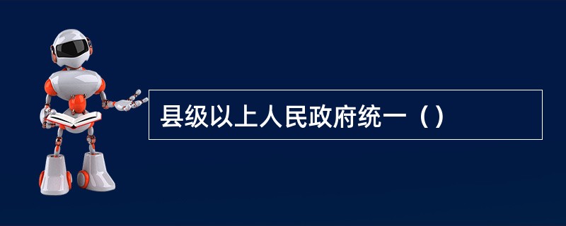 县级以上人民政府统一（）