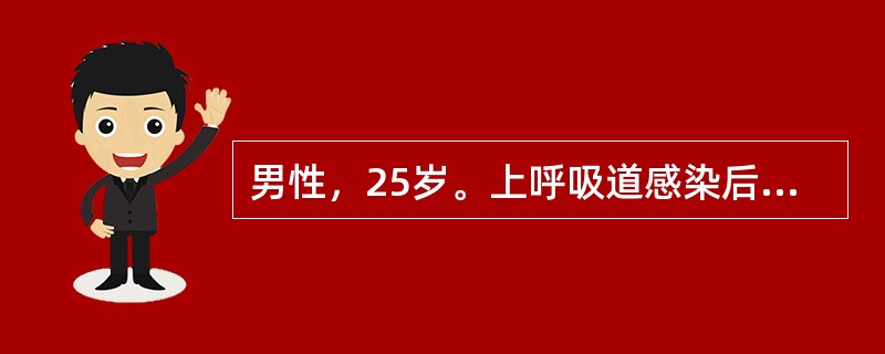 男性，25岁。上呼吸道感染后即出现肉眼血尿，体检：血压正常，肾功能正常。此时对诊