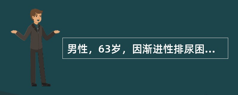 男性，63岁，因渐进性排尿困难、夜尿增多就诊，医生询问病史后给患者做检查。该患者