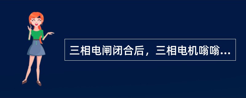 三相电闸闭合后，三相电机嗡嗡响、不转或转速很慢，是因为（）。