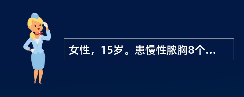 女性，15岁。患慢性脓胸8个月未愈。血红蛋白68g/L，白细胞9.8×