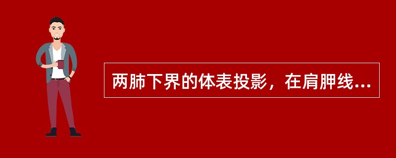 两肺下界的体表投影，在肩胛线处与（）