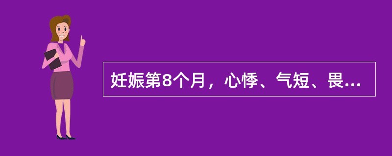 妊娠第8个月，心悸、气短、畏热、多汗、甲状腺Ⅱ°大，无触痛，未闻血管杂音，心率9