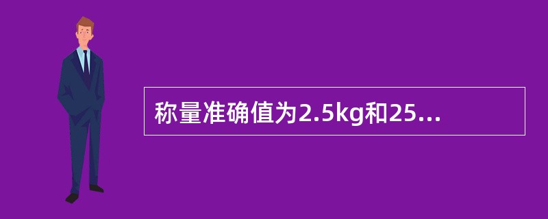 称量准确值为2.5kg和25kg的甲物和乙物的重量，所得的实际值分别为2.55k