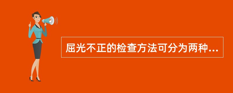 屈光不正的检查方法可分为两种：(1)客观检查法：①________：②自动验光仪