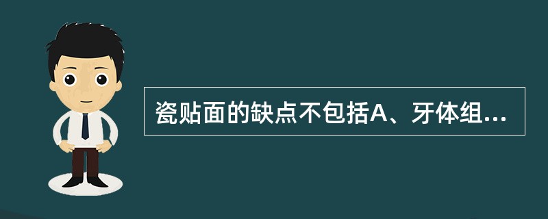 瓷贴面的缺点不包括A、牙体组织磨除多B、不可用于大部分缺损牙C、不可咬硬物，如骨