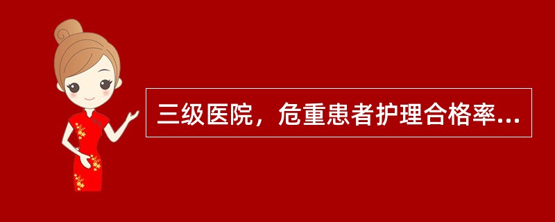 三级医院，危重患者护理合格率的标准值为A、100%B、>80%C、85%～90%