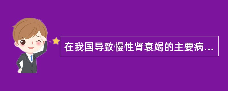 在我国导致慢性肾衰竭的主要病因为A、梗阻性肾病B、糖尿病肾病C、狼疮性肾炎D、高