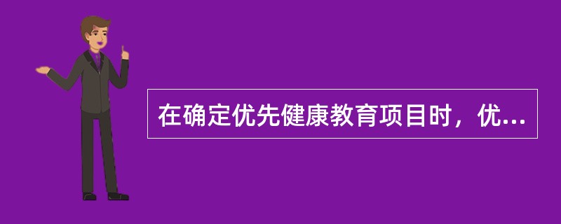 在确定优先健康教育项目时，优先考虑对人群健康威胁严重、对经济社会发展影响较大的问