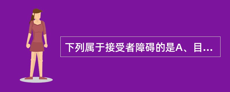 下列属于接受者障碍的是A、目的不明，导致信息内容不确定B、表达模糊，导致信息传递