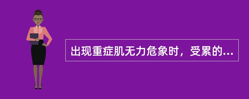 出现重症肌无力危象时，受累的肌肉群是( )A、眼外肌B、面肌C、咀嚼肌和咽喉肌D