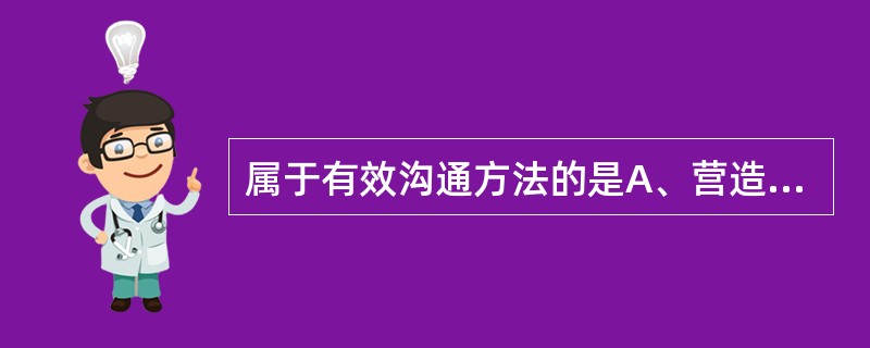 属于有效沟通方法的是A、营造良好的沟通环境B、多用评价性语言C、少用描述性语言D