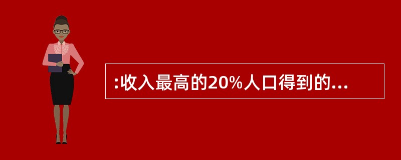 :收入最高的20%人口得到的收入占总收入的多少?( )