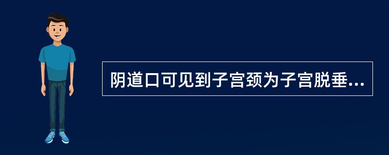 阴道口可见到子宫颈为子宫脱垂的A、Ⅰ度轻型B、Ⅰ度重型C、Ⅱ度轻型D、Ⅱ度重型E