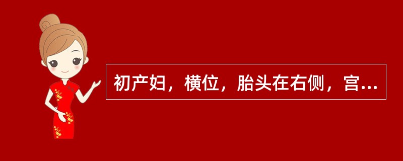 初产妇，横位，胎头在右侧，宫口开大8cm为确定胎位做阴道检查，发现胎手已娩出至阴