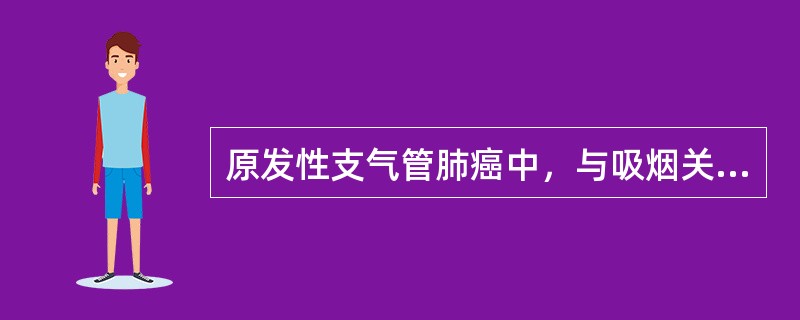 原发性支气管肺癌中，与吸烟关系最密切的病理类型是A、小细胞癌B、大细胞癌C、腺癌