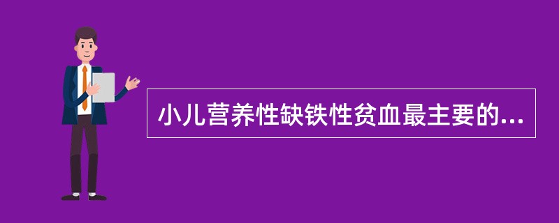 小儿营养性缺铁性贫血最主要的原因是A、先天性储铁不足B、铁摄入不足C、生长发育快