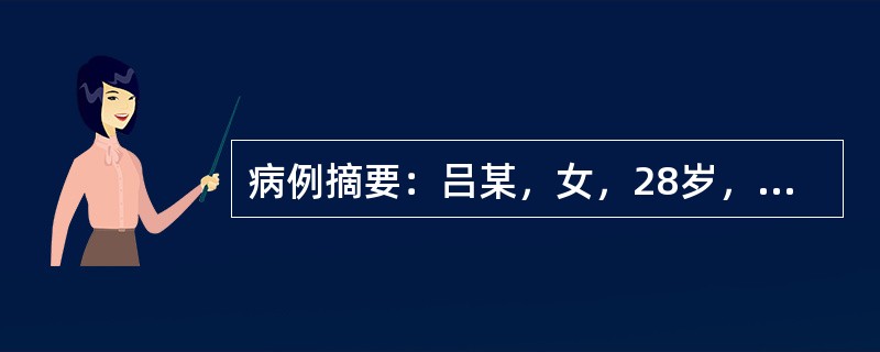 病例摘要：吕某，女，28岁，已婚，农民。患者1周前出现发热，体温最高至39.0℃