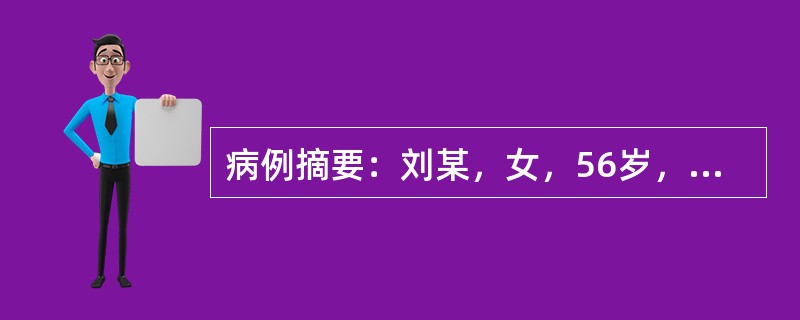 病例摘要：刘某，女，56岁，工人。3月前因高热一周，热退后即出现恶心呕吐，到某医