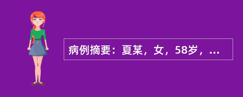 病例摘要：夏某，女，58岁，已婚，工人。2015年1月14日初诊。患者喘证已历多