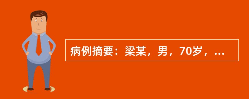 病例摘要：梁某，男，70岁，已婚，退休干部。2015年11月13日初诊。患者1天