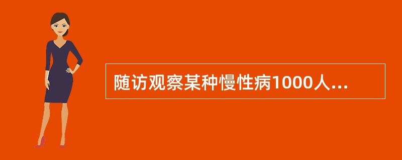 随访观察某种慢性病1000人的治疗结果,第一年死亡100人,第二年死亡180人,