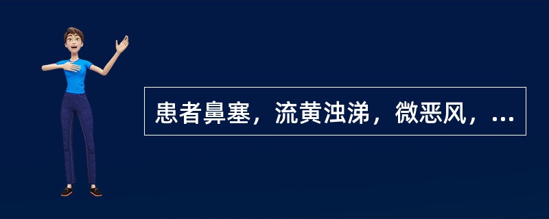 患者鼻塞，流黄浊涕，微恶风，头胀痛，咳嗽咳痰黄黏，咽喉红肿疼痛，口干欲饮，舌苔薄