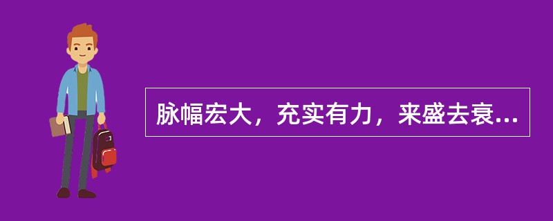 脉幅宏大，充实有力，来盛去衰的脉为A、洪脉B、滑脉C、弦脉D、大脉E、数脉 -