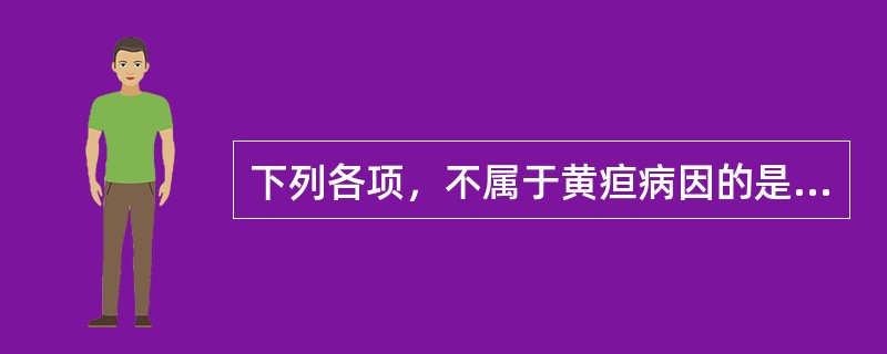 下列各项，不属于黄疸病因的是A、情志内伤B、内伤饮食C、外感湿热D、劳倦E、外感