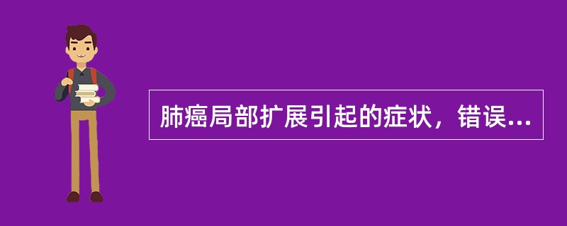 肺癌局部扩展引起的症状，错误的是( )A、压迫肋间神经：剧烈胸痛B、压迫大气道：